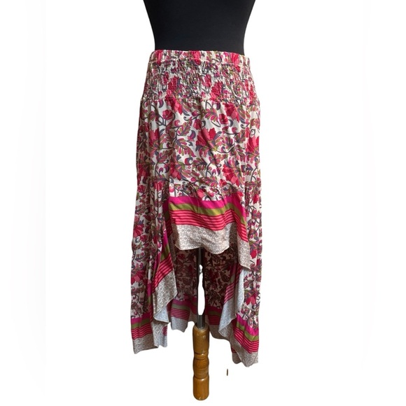 NWOT BOHO BTFBM Women’s Hi Lo Maxi Skirt SZ S  Floral Split Ruffle Bohemian EUC - Picture 6 of 14